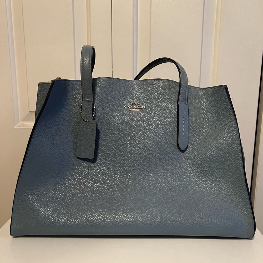 Coach Charlie Blue Leather Tote Bag